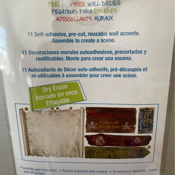 RoomMates Pirate Adventure Dry Erase Peel & Stick Wall Decals 11-Pack Reposition - Picture 4 of 6